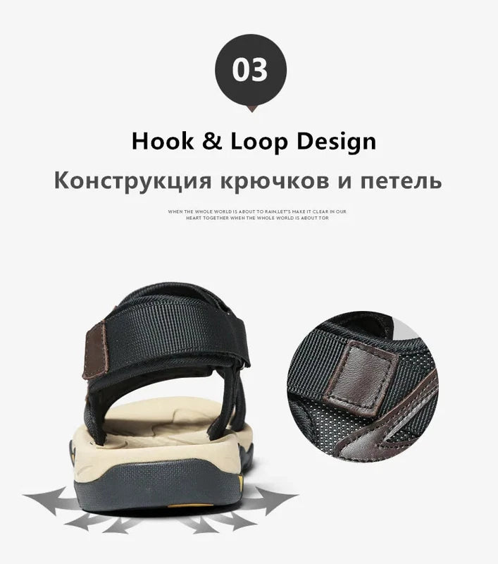 Sandals for Men Genuine Leather Beach Slippers Outdoor Comfort Walking Boots