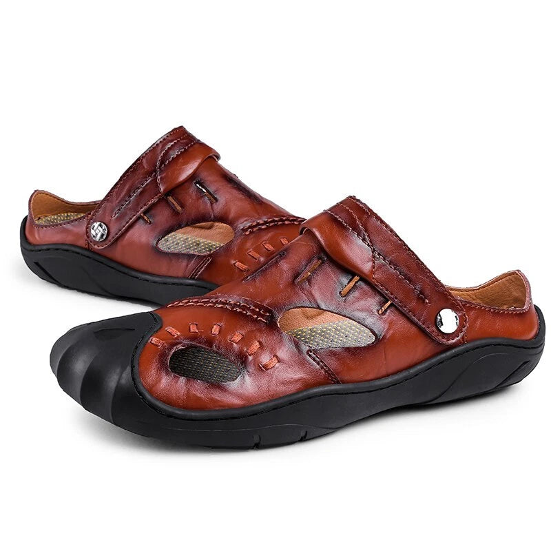 Summer Men Beach Slipper Rome Genuine Leather Trekking Shoes Non-slip Sandals
