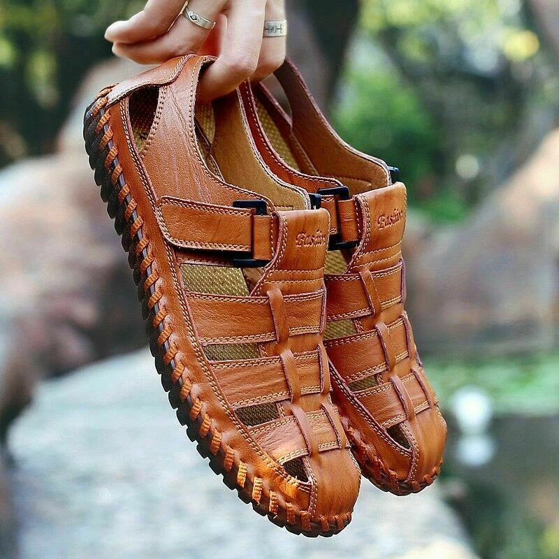 Men's Hiking Sandal Fisherman Beach Shoes COW Leather Sandals SLIPPER SD099