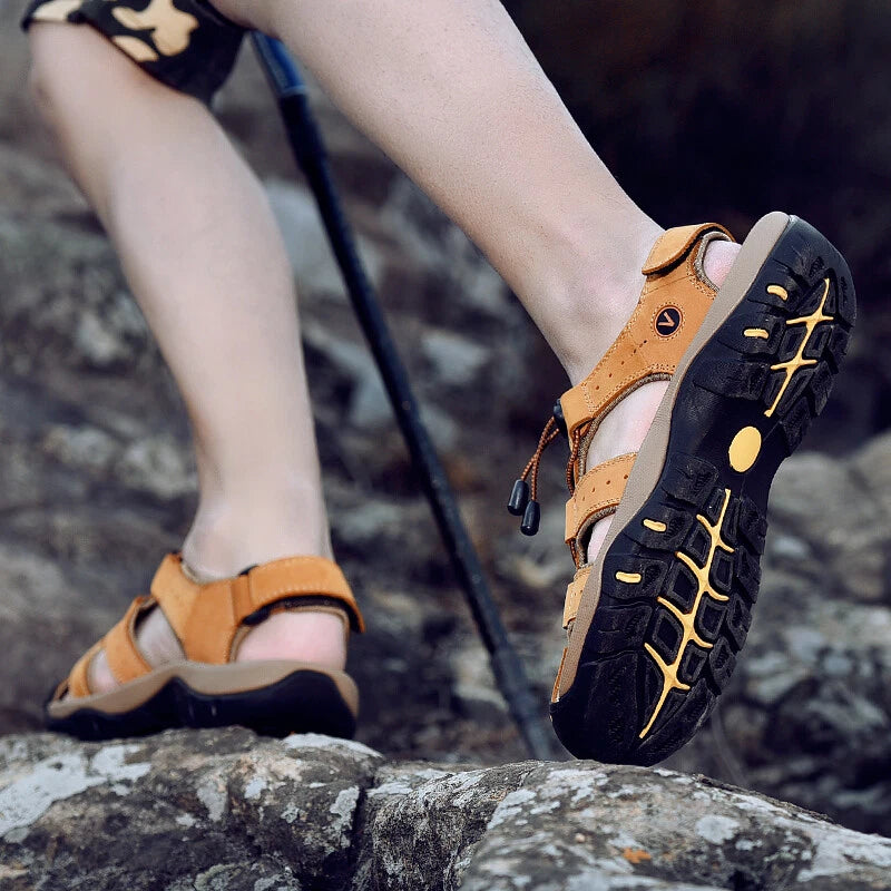 Genuine Leather Men's Casual Sandals Hiking Rome Beach Garden Slippers Sneakers