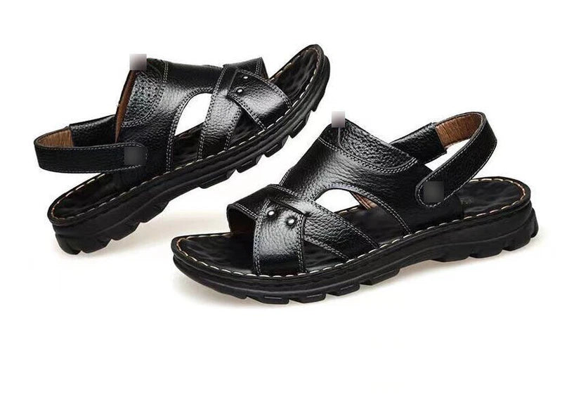 New Outdoor Faux Leather slippers Beach Flip Flops Men's Shoes Sandals Summer