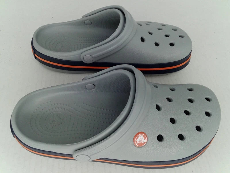 Crocs Crocband Clog Sandals, Light Grey/Navy, Men's 7/Women's 9