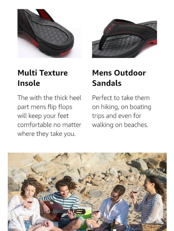 KUBUA Men's Beach Flip-Flops Water Sandals Outdoor Athletic Thong Orthopedic