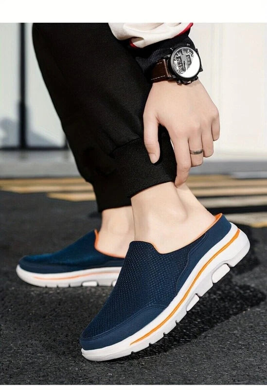 Men's Slip-on Mules Half Sneakers Casual Walking Shoes Outdoor Backless Sneakers