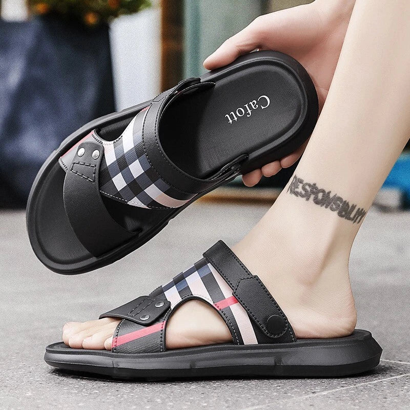 Summer Men Casual Leather Sandals Sports Beach Shoes Soft Home Slippers US