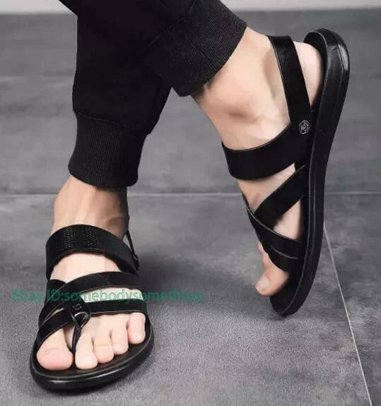 Mens Roman Casual Shoes Beach Flats Sandals Flip Flops Summer Strappy Slippers