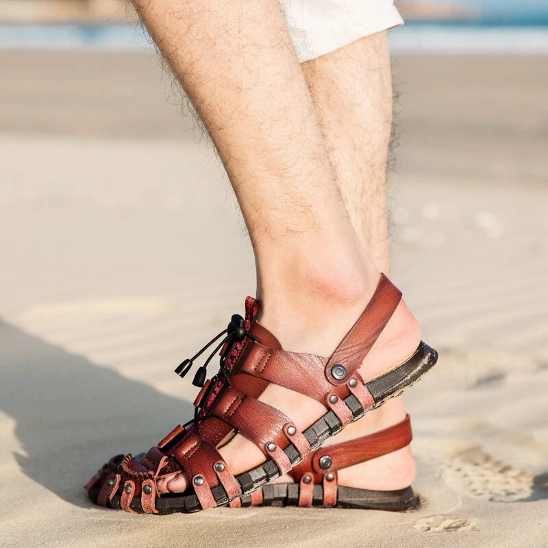 Men Closed Toe Sandals Summer Sports Walking Beach Shoes Casual Outdoor Slippers