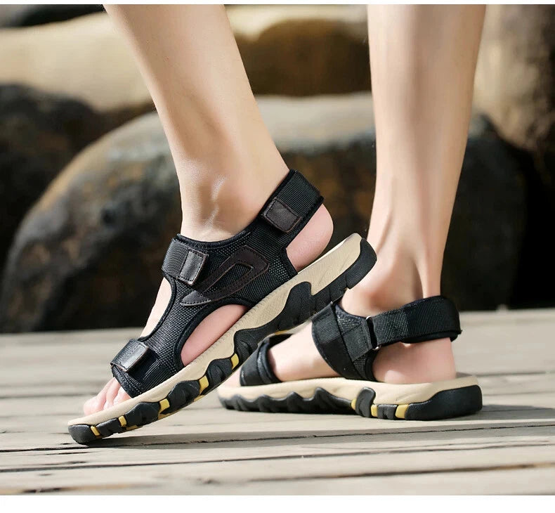 Sandals for Men Genuine Leather Beach Slippers Outdoor Comfort Walking Boots