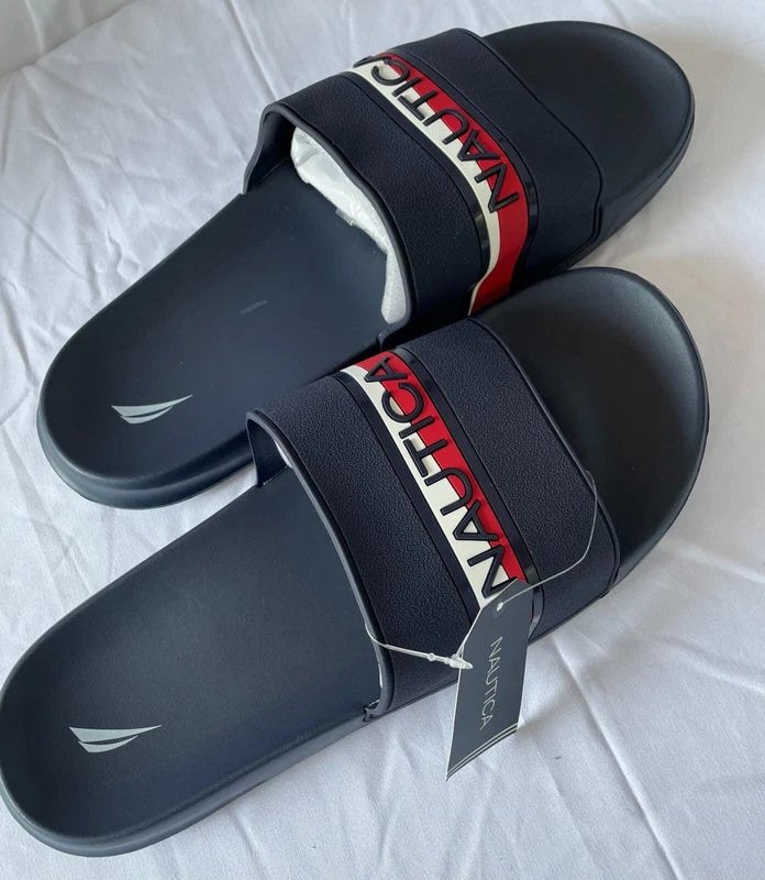 Nautica Men's Slipper STONO 2 Comfort Flip Flop in Navy and Red, Size 12 US