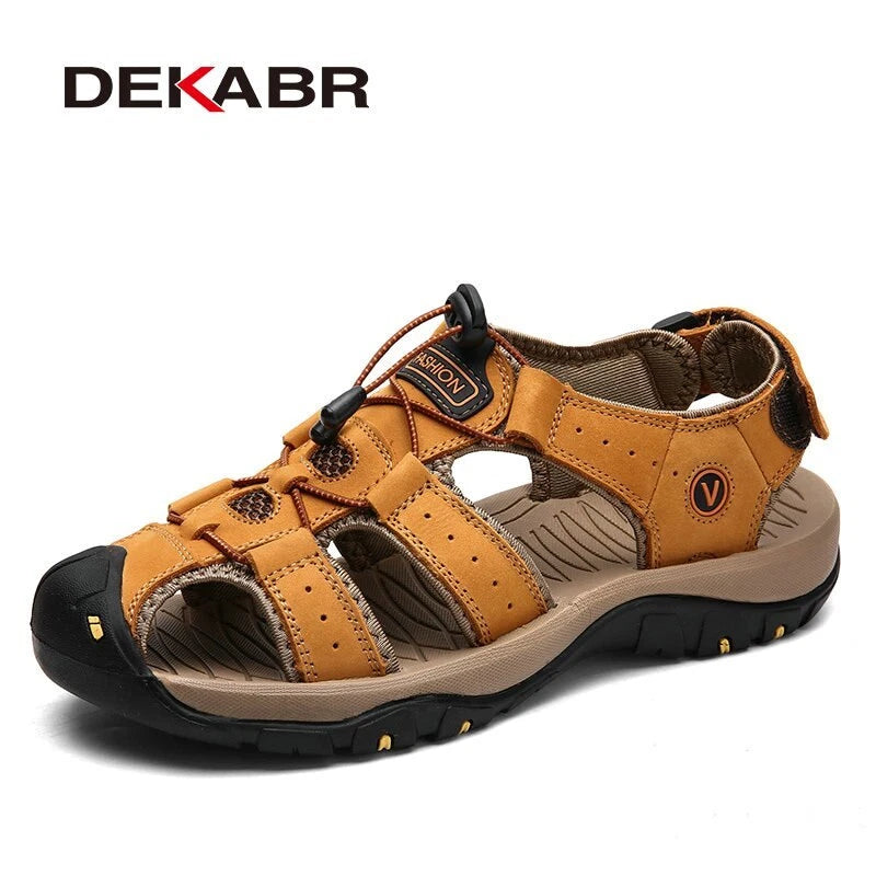 Genuine Leather Men's Sandals Summer Shoes Beach Slipper Outdoor Casual Sneakers