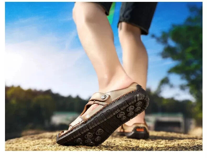 Summer Sandals Men Leather Slipper Outdoor Sneaker Beach Rubber Trekking Sandals