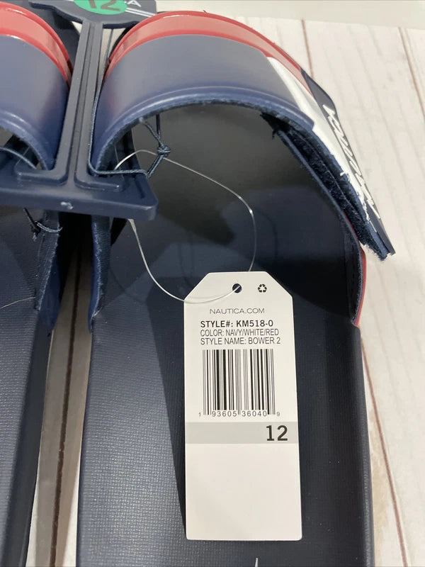 NWT Nautica Bower Athletic Adjustable Slides Sandals Mens Size 12 Navy White Red