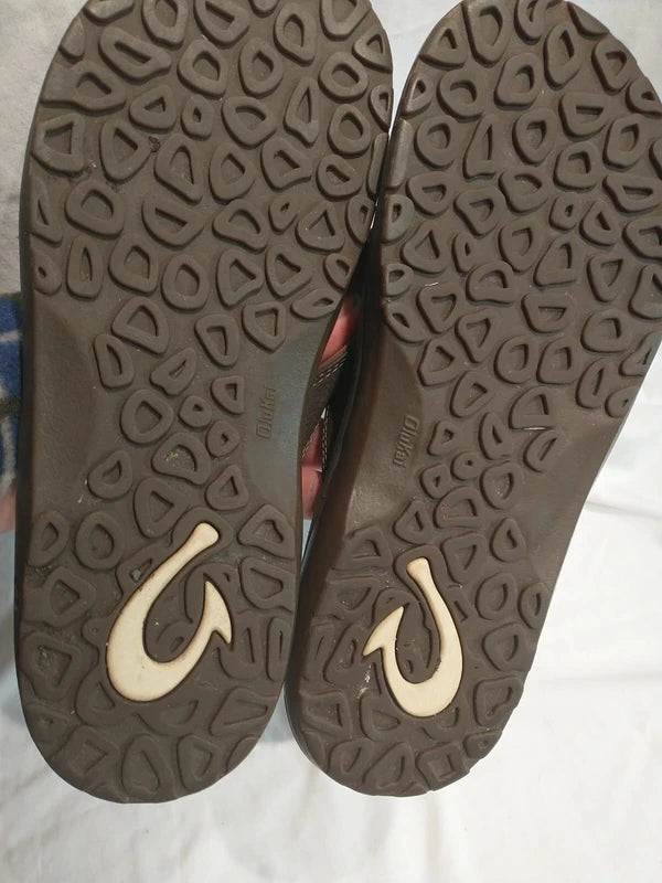 Olukai Ohana Flip Flop Mens Size 12 Brown Slipper Slide Thong Beach Surf Sandals
