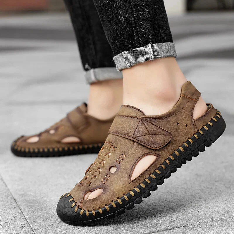Handmade Genuine Leather Sandals for Men Summer Beach Sandals Men Slippers Shoes