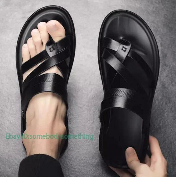 Mens Roman Casual Shoes Beach Flats Sandals Flip Flops Summer Strappy Slippers