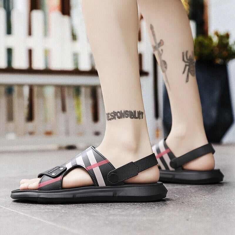 Summer Men Casual Leather Sandals Sports Beach Shoes Soft Home Slippers US