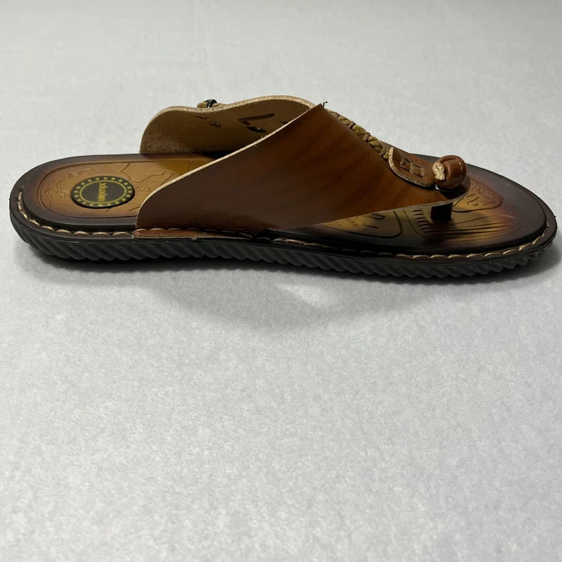 Xiu Xian Men Leather Thong Flip Flop Sandals Brown Slippers Coastal Beach