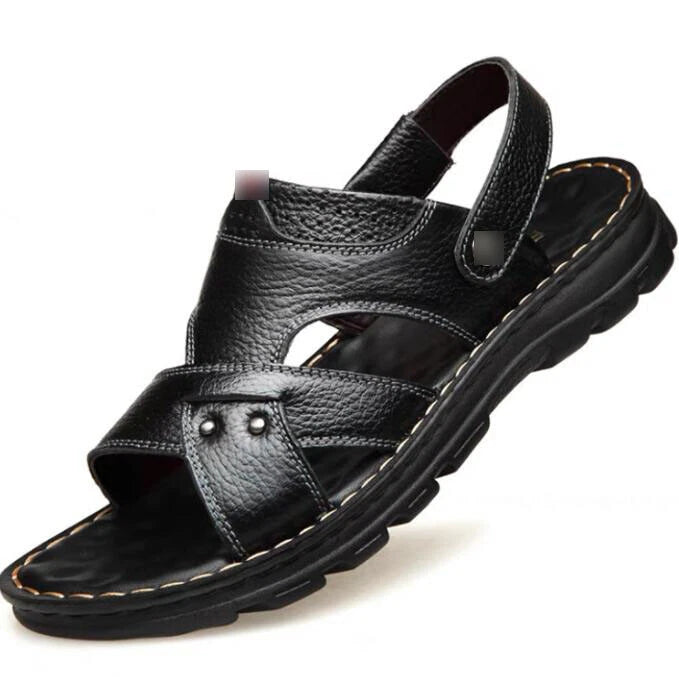New Outdoor Faux Leather slippers Beach Flip Flops Men's Shoes Sandals Summer