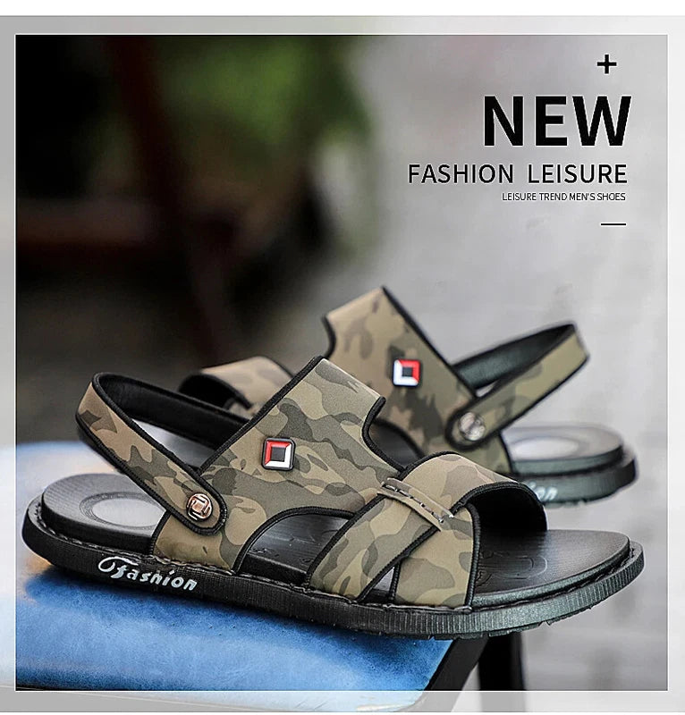 Outdoor Sandals Mens Slippers Fashion Breathable Beach Sandals Leather Sandalias