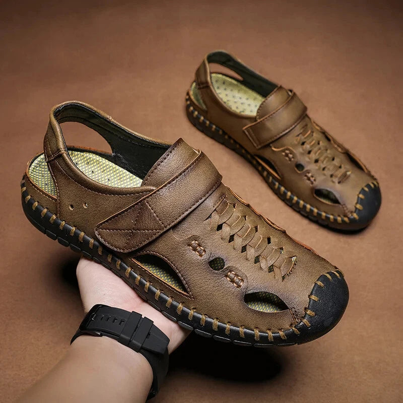Handmade Genuine Leather Sandals for Men Summer Beach Sandals Men Slippers Shoes