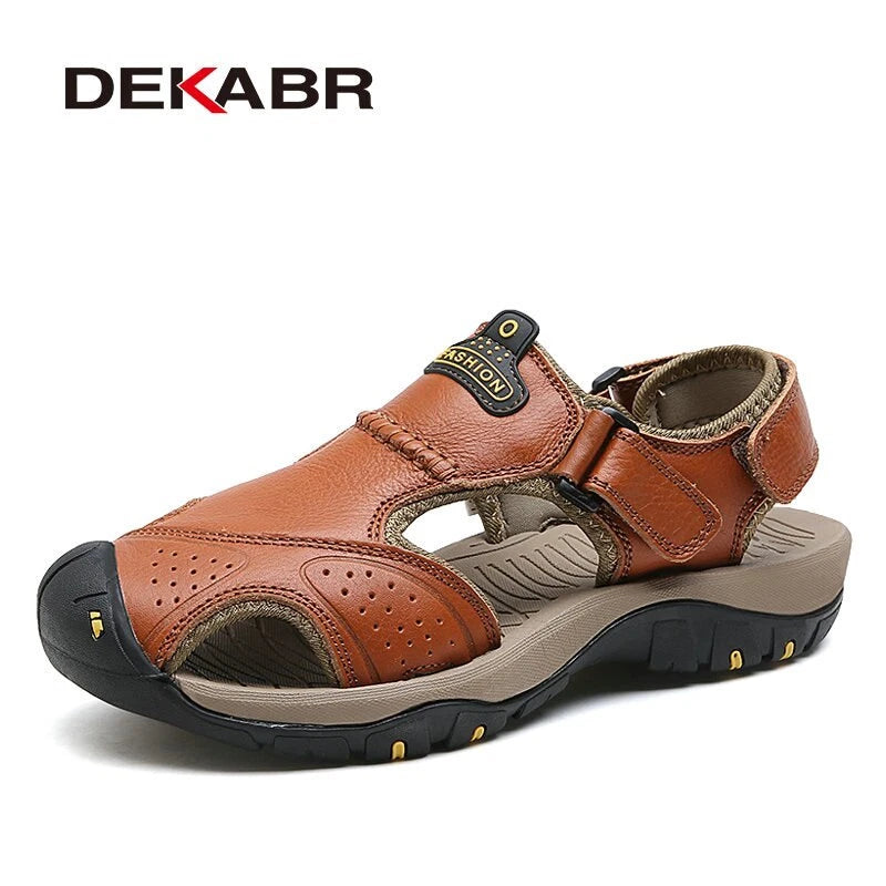 Genuine Leather Men's Sandals Summer Shoes Beach Slipper Outdoor Casual Sneakers