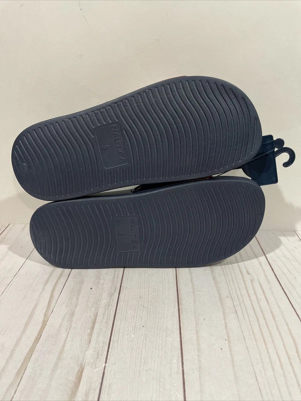NWT Nautica Bower Athletic Adjustable Slides Sandals Mens Size 9 Navy White Red