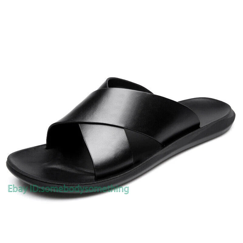 Men Summer Sandals Leather Classic Slippers Outdoor Beach Rubber Flip Flop Shoes