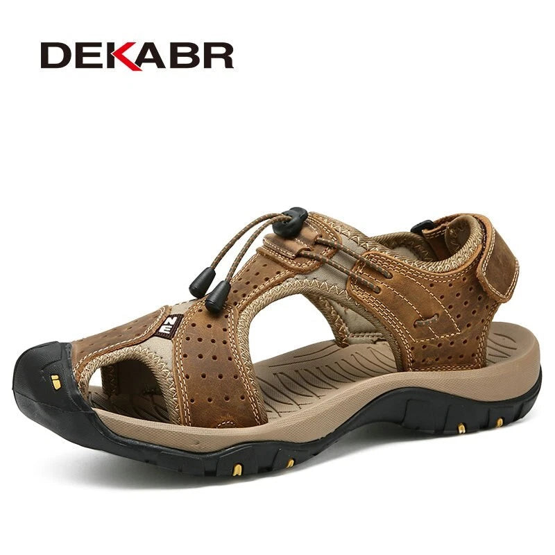 Genuine Leather Men's Sandals Summer Shoes Beach Slipper Outdoor Casual Sneakers