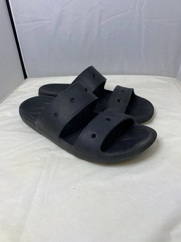 Crocs Sandals Mens Size 10 Womens 12 Black Two Strap Slide Beach Pool Shoes