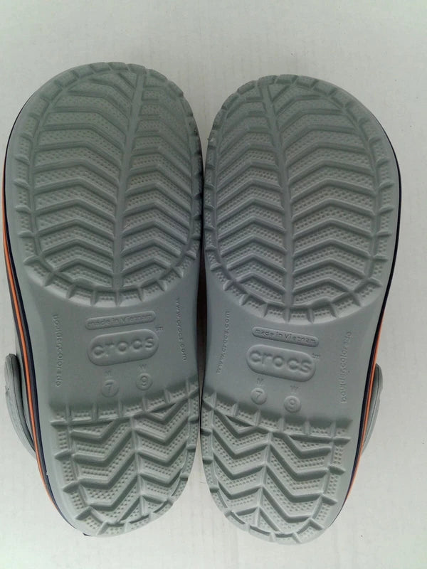 Crocs Crocband Clog Sandals, Light Grey/Navy, Men's 7/Women's 9