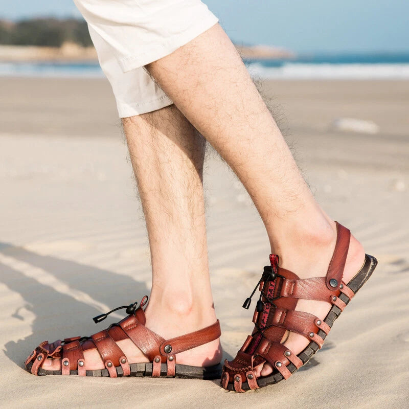 Men Closed Toe Sandals Summer Sports Walking Beach Shoes Casual Outdoor Slippers