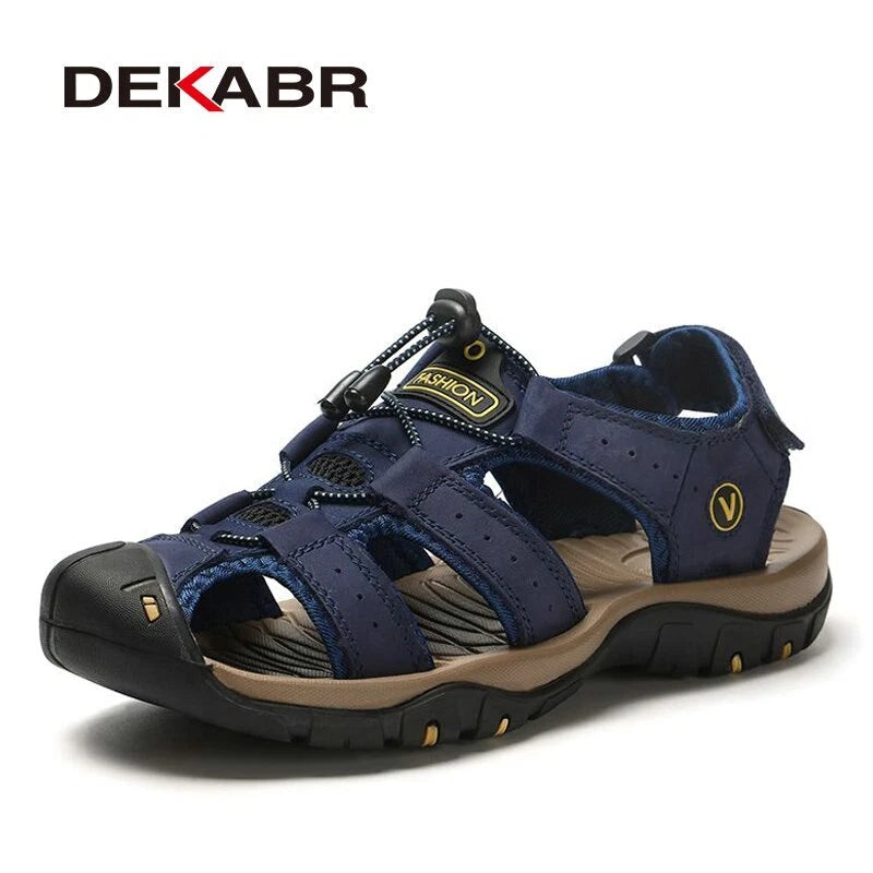 Genuine Leather Men's Sandals Summer Shoes Beach Slipper Outdoor Casual Sneakers