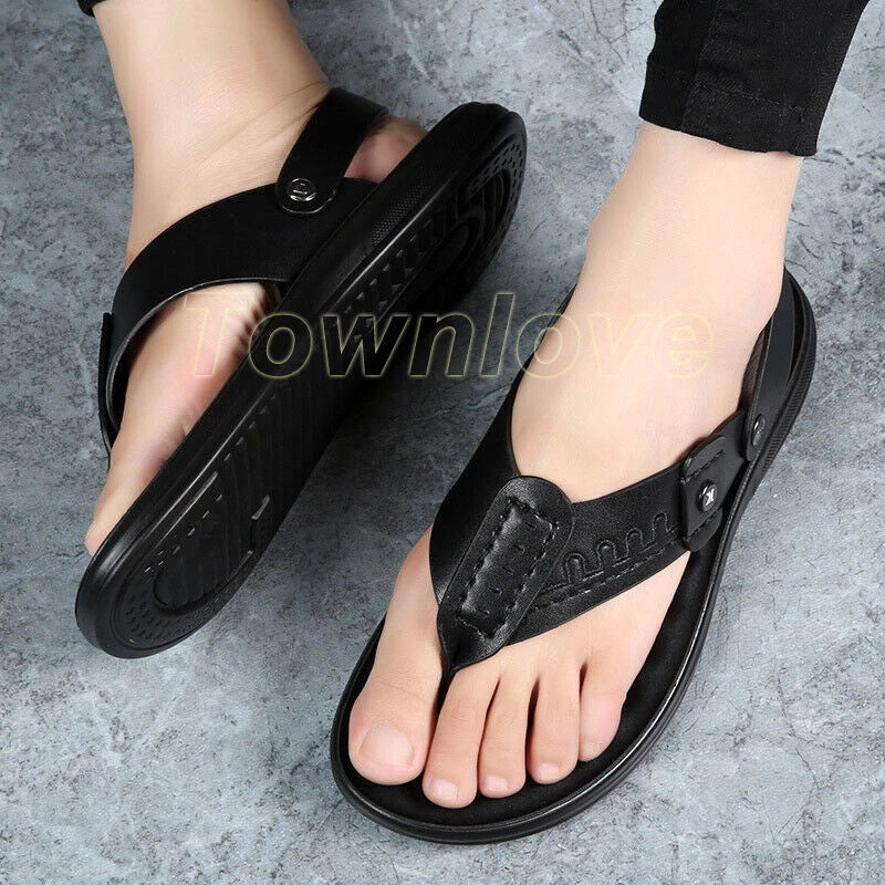 Men's Summer Hollow Out Sandals Flats Casual Flip-Flops Slippers Beach Shoes
