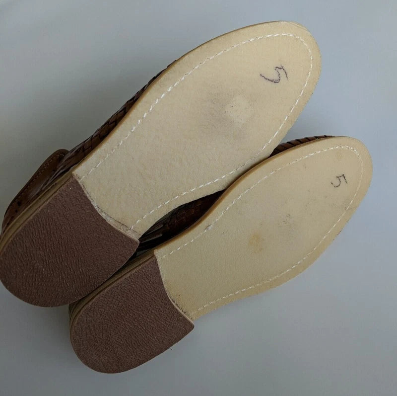 Mexican Huaraches Leather Sandals Size 5 Mexico Closed Toe Authentic Leather