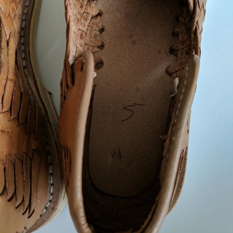 Mexican Huaraches Leather Sandals Size 5 Mexico Closed Toe Authentic Leather