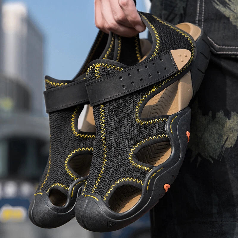 Summer Mens Sandals Soft Leather Casual Slippers Comfortable Beach Roman Sandals