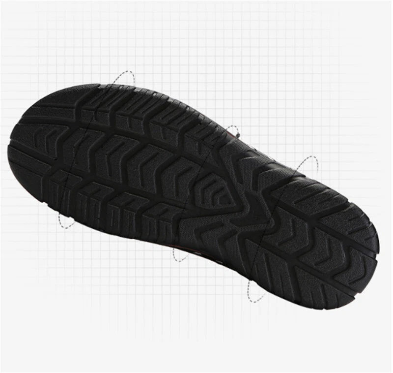 Men's Casual Leather Sandals Shoes Outdoor Anti-slip Soft Slippers Hiking Beach