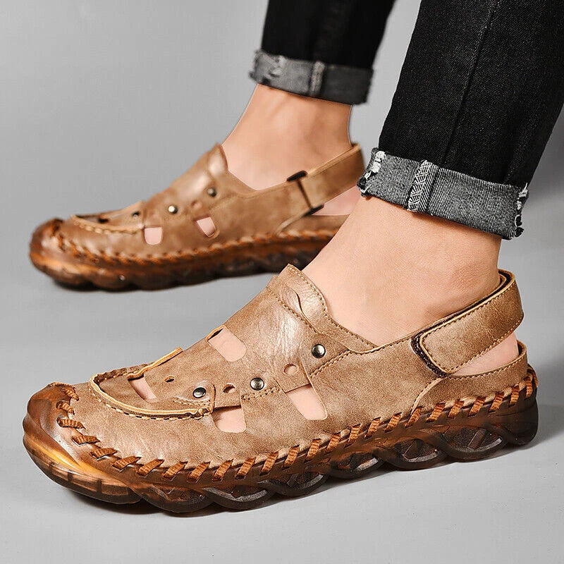 Causal  Summer Mens Sandals Leather Shoes Wear Resistance Roman Beach Slippers