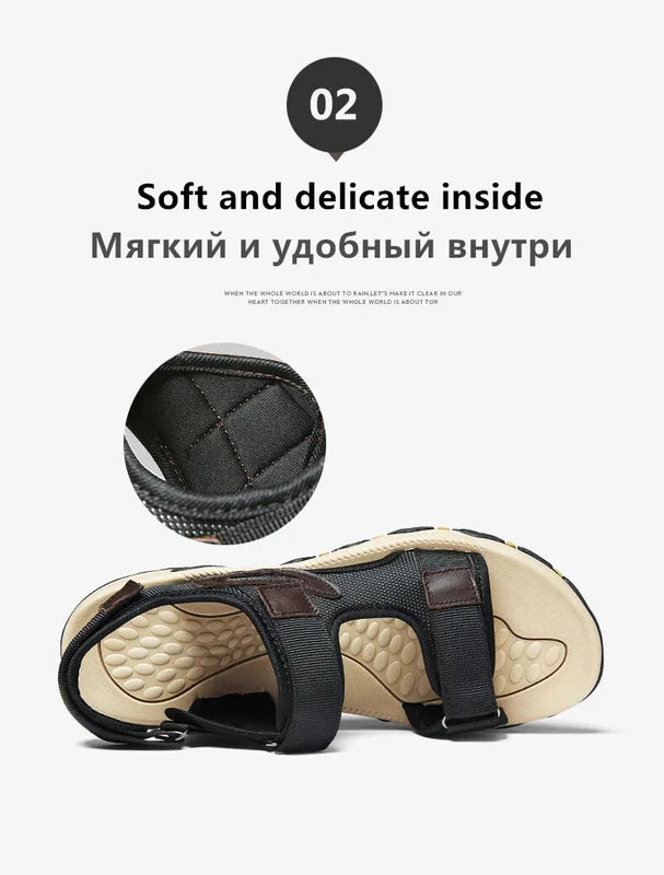 Sandals for Men Genuine Leather Beach Slippers Outdoor Comfort Walking Boots