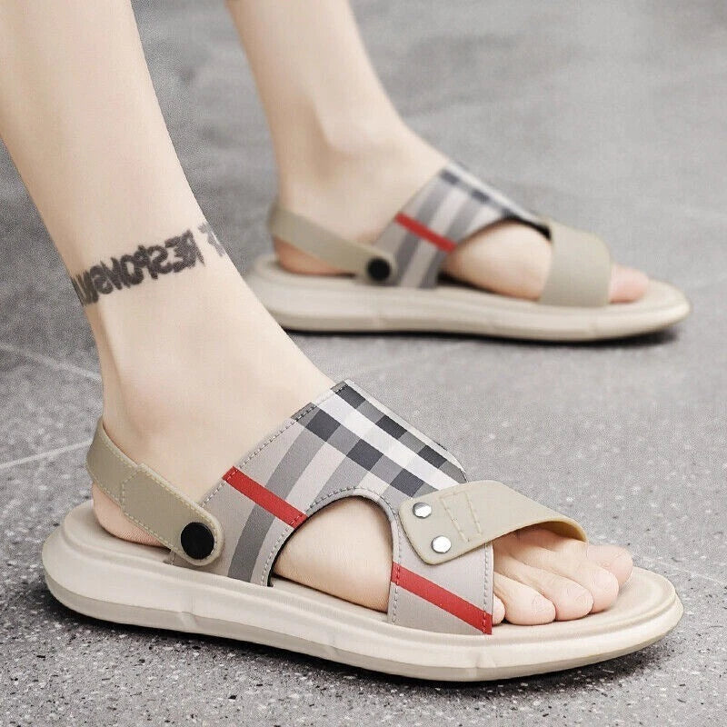 Summer Men Casual Leather Sandals Sports Beach Shoes Soft Home Slippers US