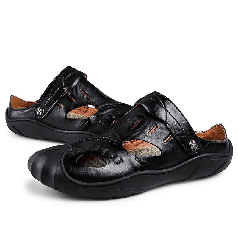 Summer Men Beach Slipper Rome Genuine Leather Trekking Shoes Non-slip Sandals