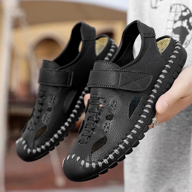 Handmade Genuine Leather Sandals for Men Summer Beach Sandals Men Slippers Shoes