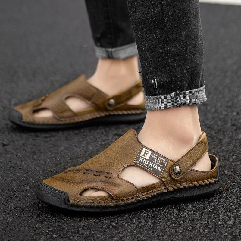 Genuine Leather Sneakers Summer Mens Casual Sandals Outdoor Beach Roman Slippers