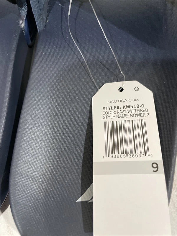 NWT Nautica Bower Athletic Adjustable Slides Sandals Mens Size 9 Navy White Red