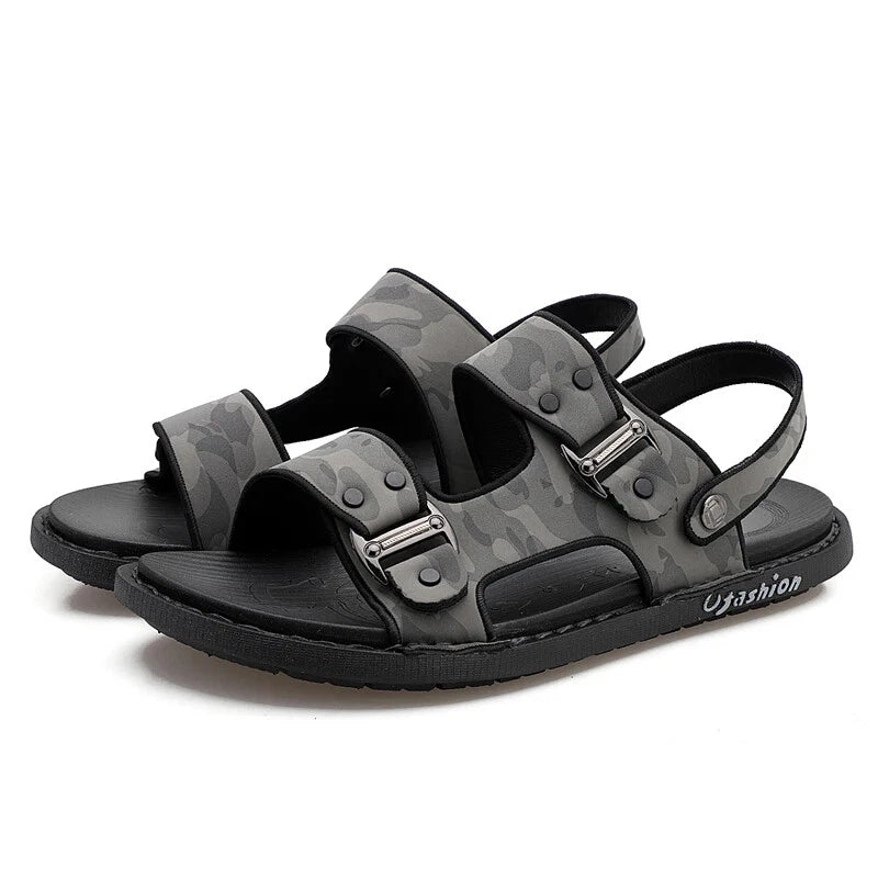 Outdoor Sandals Mens Slippers Fashion Breathable Beach Sandals Leather Sandalias