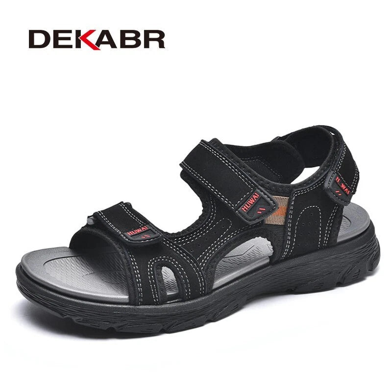 Summer Mens Sandals Outdoor Beach Slippers Genuine Leather Non-slip Casual Shoes