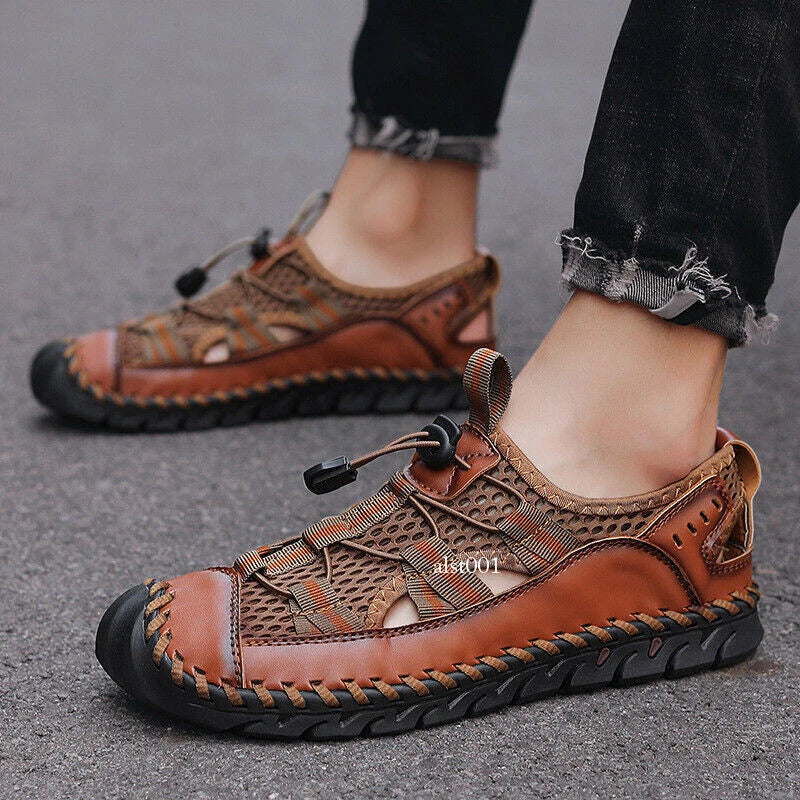 Summer Men Sandals Comfortable Slip on Flats Slippers Outdoor Casual Beach Shoes