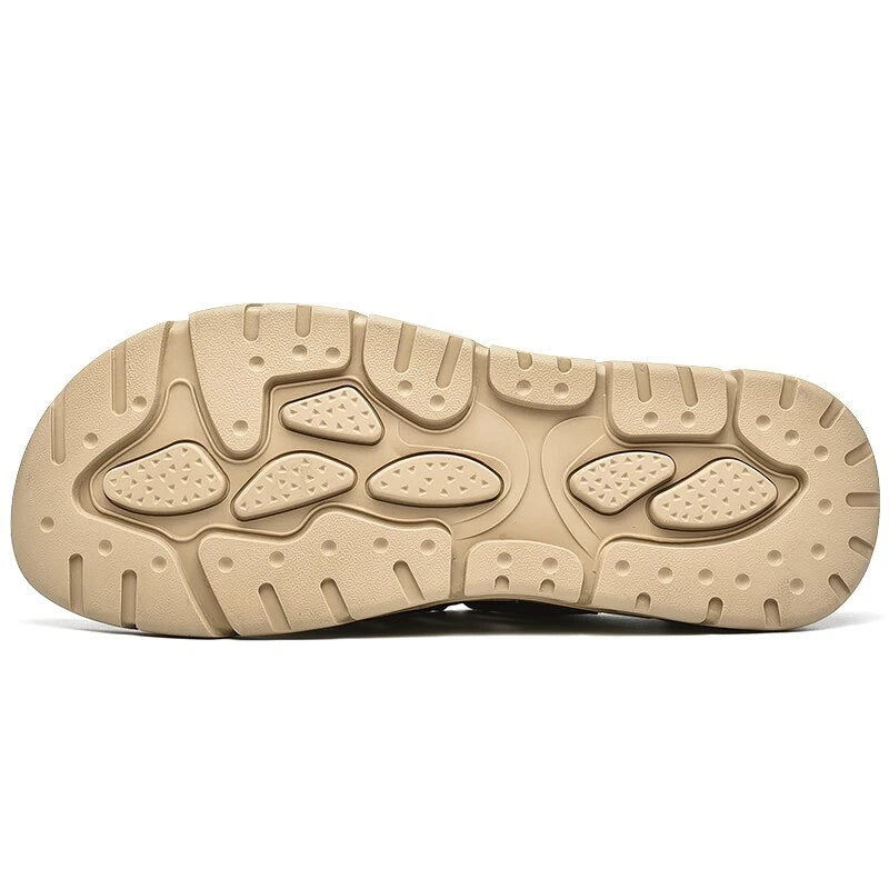 Summer Men Casual Sandals Genuine Leather Handmade Breathable Beach Slippers