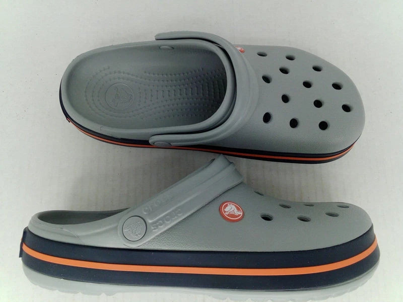 Crocs Crocband Clog Sandals, Light Grey/Navy, Men's 7/Women's 9