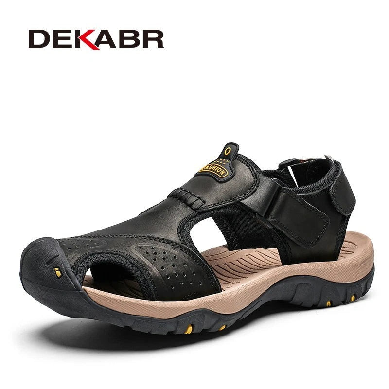 Genuine Leather Men's Sandals Summer Shoes Beach Slipper Outdoor Casual Sneakers